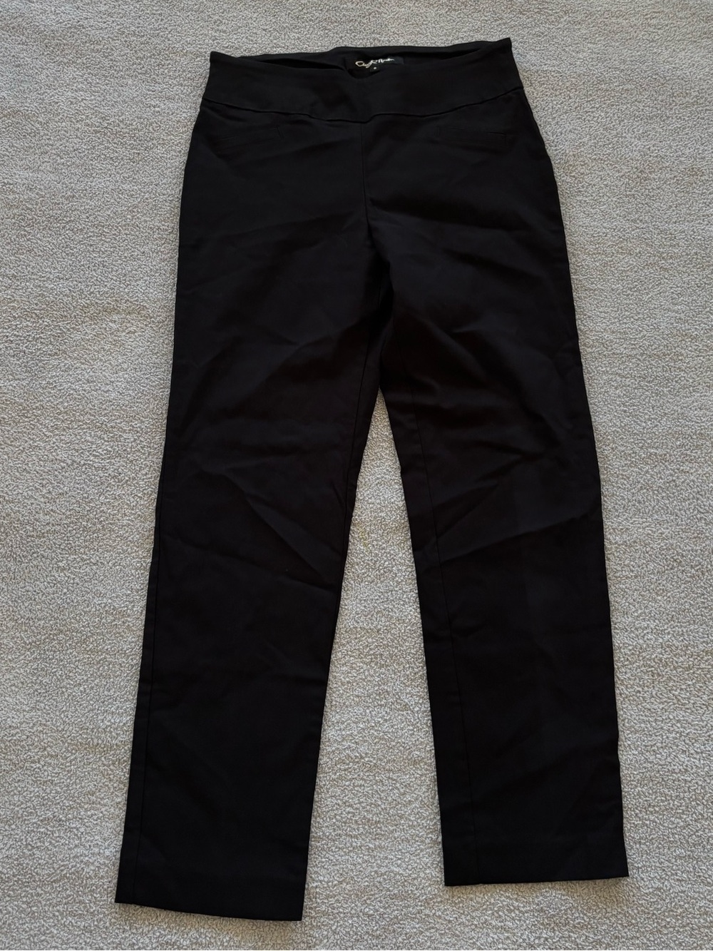 Pull-On Straight-Leg Pants in Black